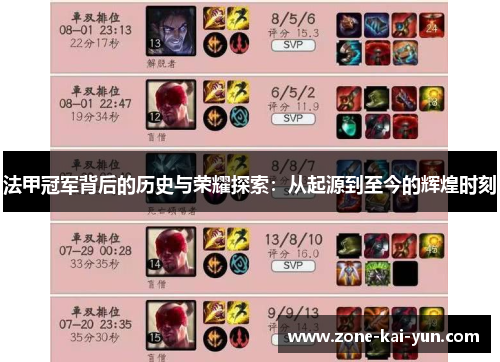 法甲冠军背后的历史与荣耀探索：从起源到至今的辉煌时刻